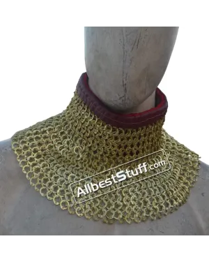Solid Brass 9 MM Flat Dome Pin Riveted High Neck Chainmail Collar